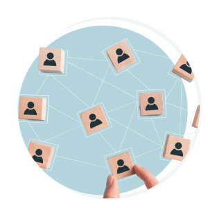 An evocative image showcasing interconnected blocks, each representing a person, with lines connecting them, symbolizing the essence of HR management. It portrays the coordination, collaboration, and effective human resource practices that foster a harmonious and efficient workforce