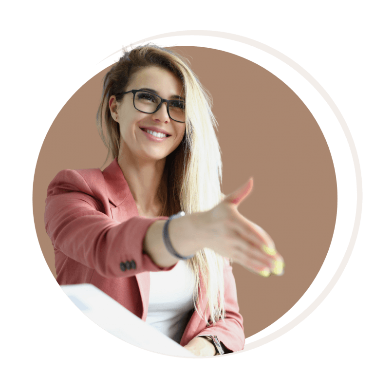 Confident business broker offering support